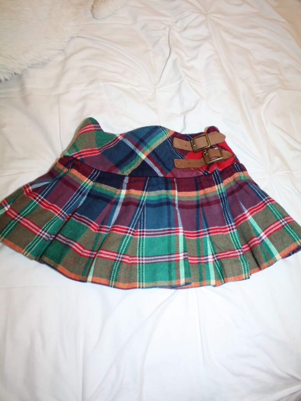 Ralph Lauren Size 2 2T Multicolor Madras Plaid Flannel Twill Wrap Kilt Skirt